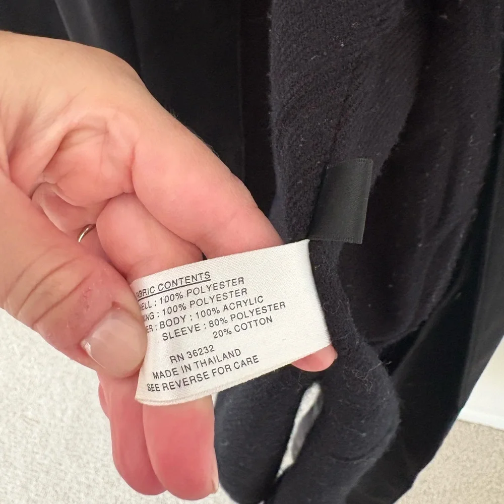 Gallery Vintage Black Long Floor Length Button Down Collared Trench Coat Small - Picture 8 of 11